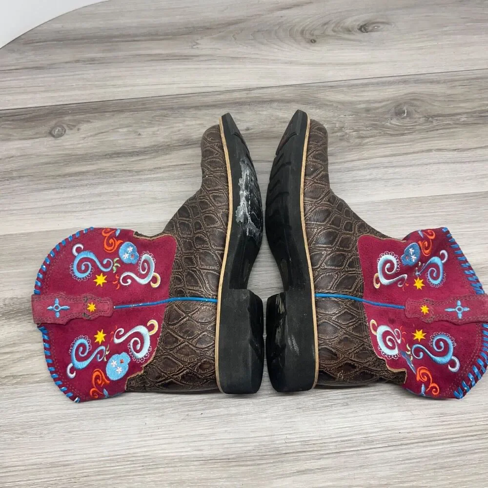 Ariat‎ Girl's Size 5.5 EU 36 Leather Tombstone Sugar Skull Western Boots